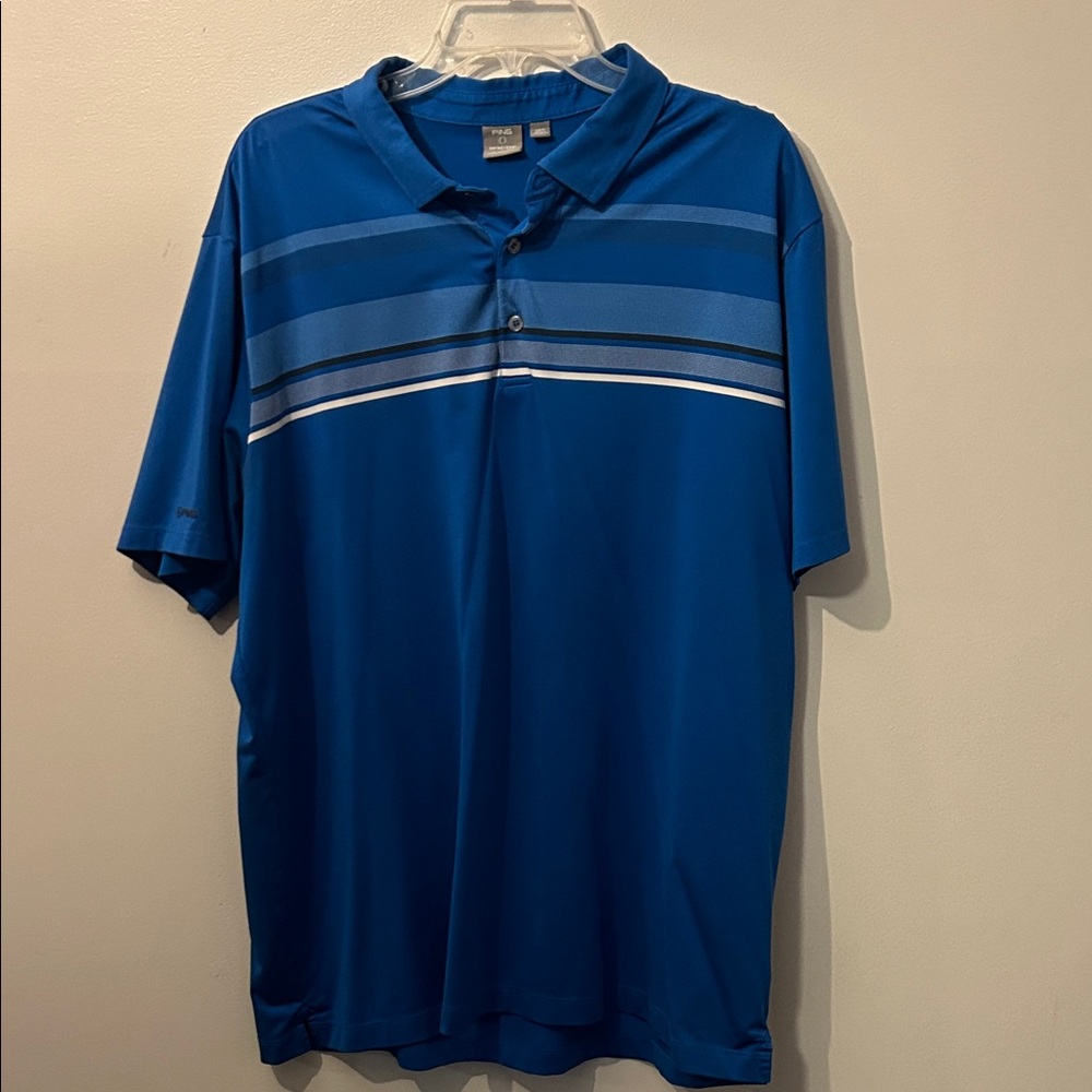 Ping Men's Striped Blue Polo Shirt